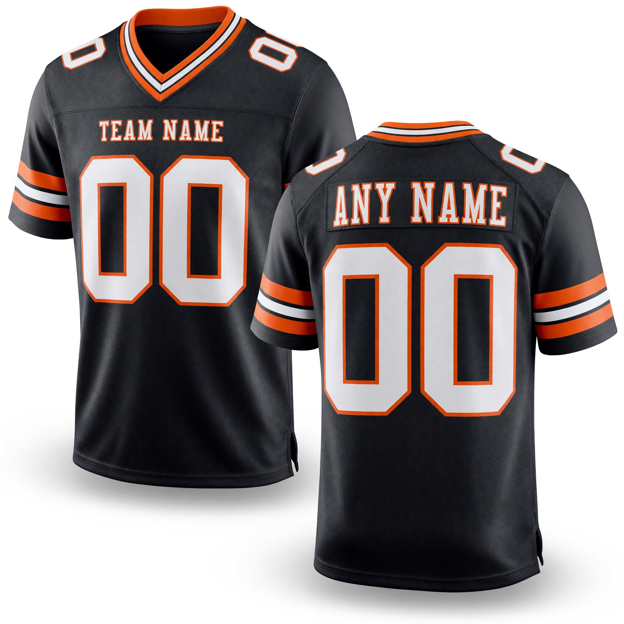 Custom Black White-Orange Authentic Football Jersey