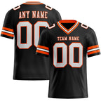 Custom Black White-Orange Authentic Football Jersey photo 1