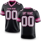 Custom Black White-Pink Authentic Football Jersey
