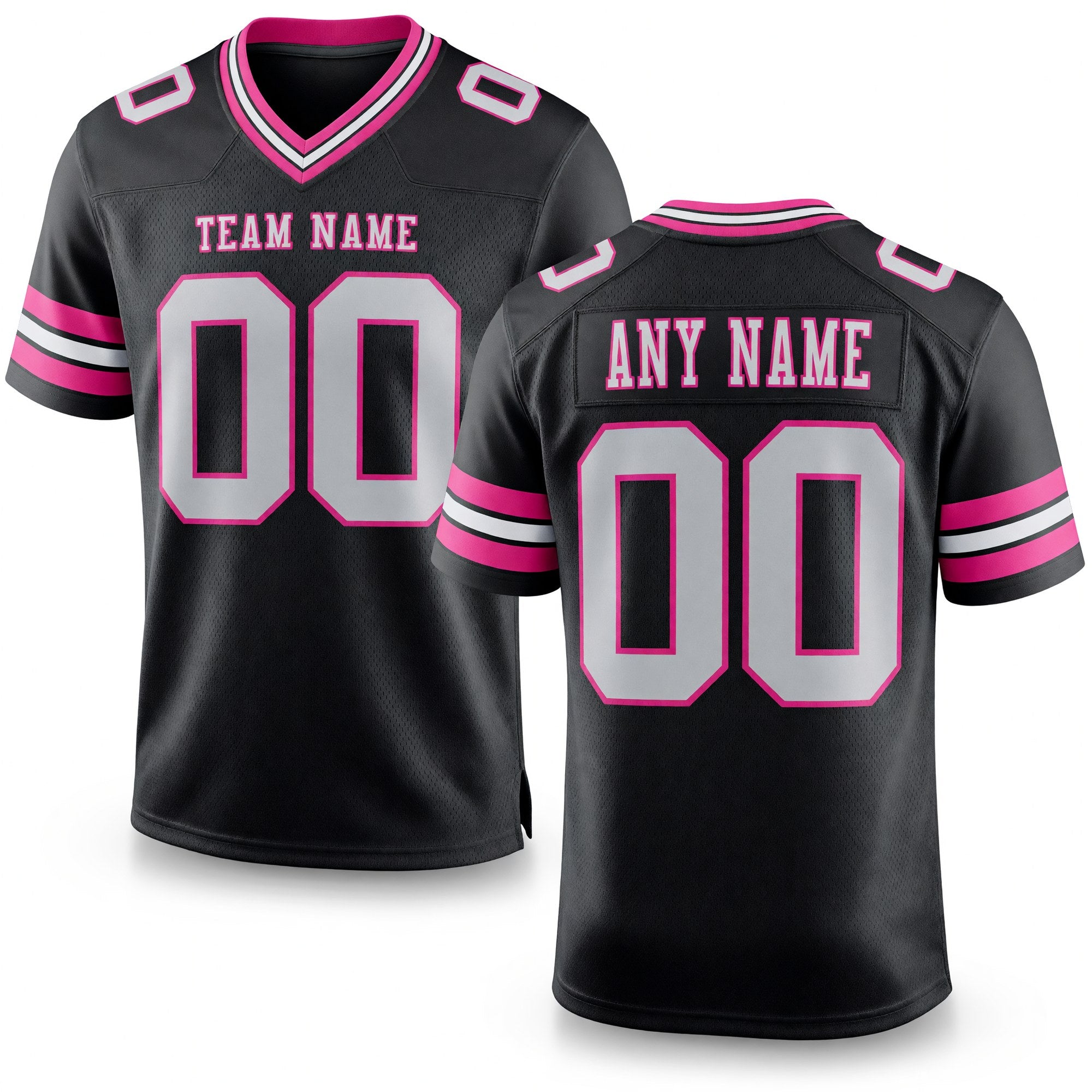 Custom Black White-Pink Authentic Football Jersey