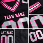 Custom Black White-Pink Authentic Football Jersey detail
