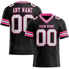 Custom Black White-Pink Authentic Football Jersey photo 1