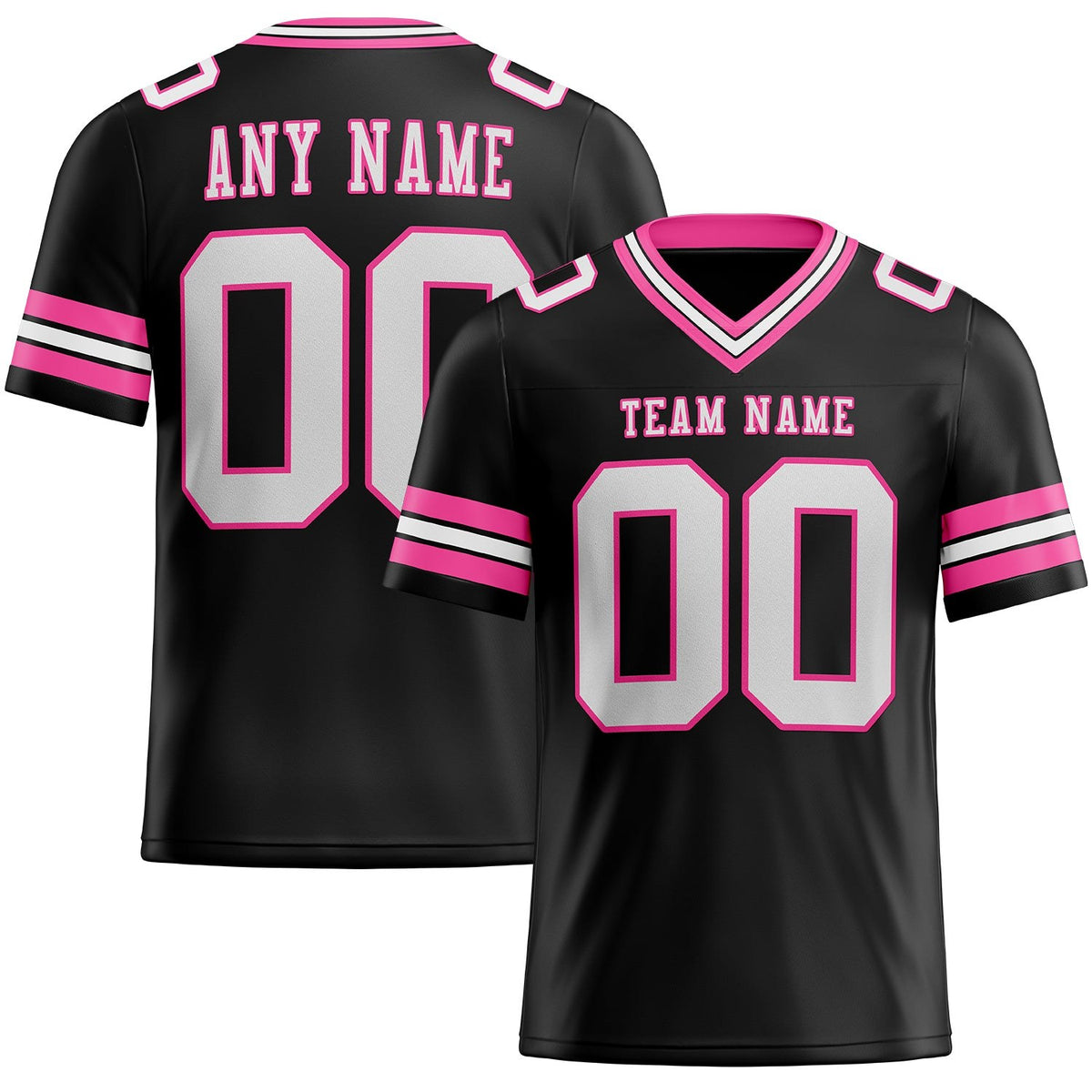 Custom Black White-Pink Authentic Football Jersey photo 1