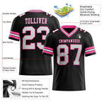 Custom Black White-Pink Authentic Football Jersey photo 2
