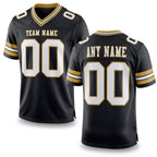 Custom Black White-Old Gold Authentic Football Jersey