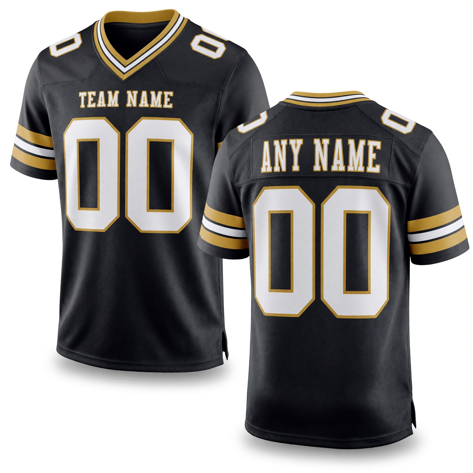 Custom Black White-Old Gold Authentic Football Jersey