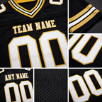 Custom Black White-Old Gold Authentic Football Jersey detail