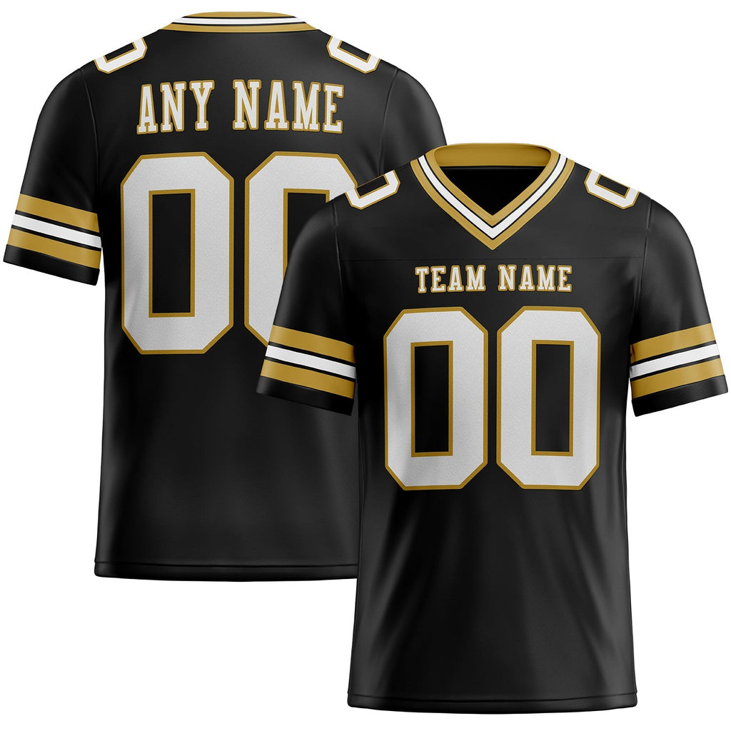Custom Black White-Old Gold Authentic Football Jersey photo 1