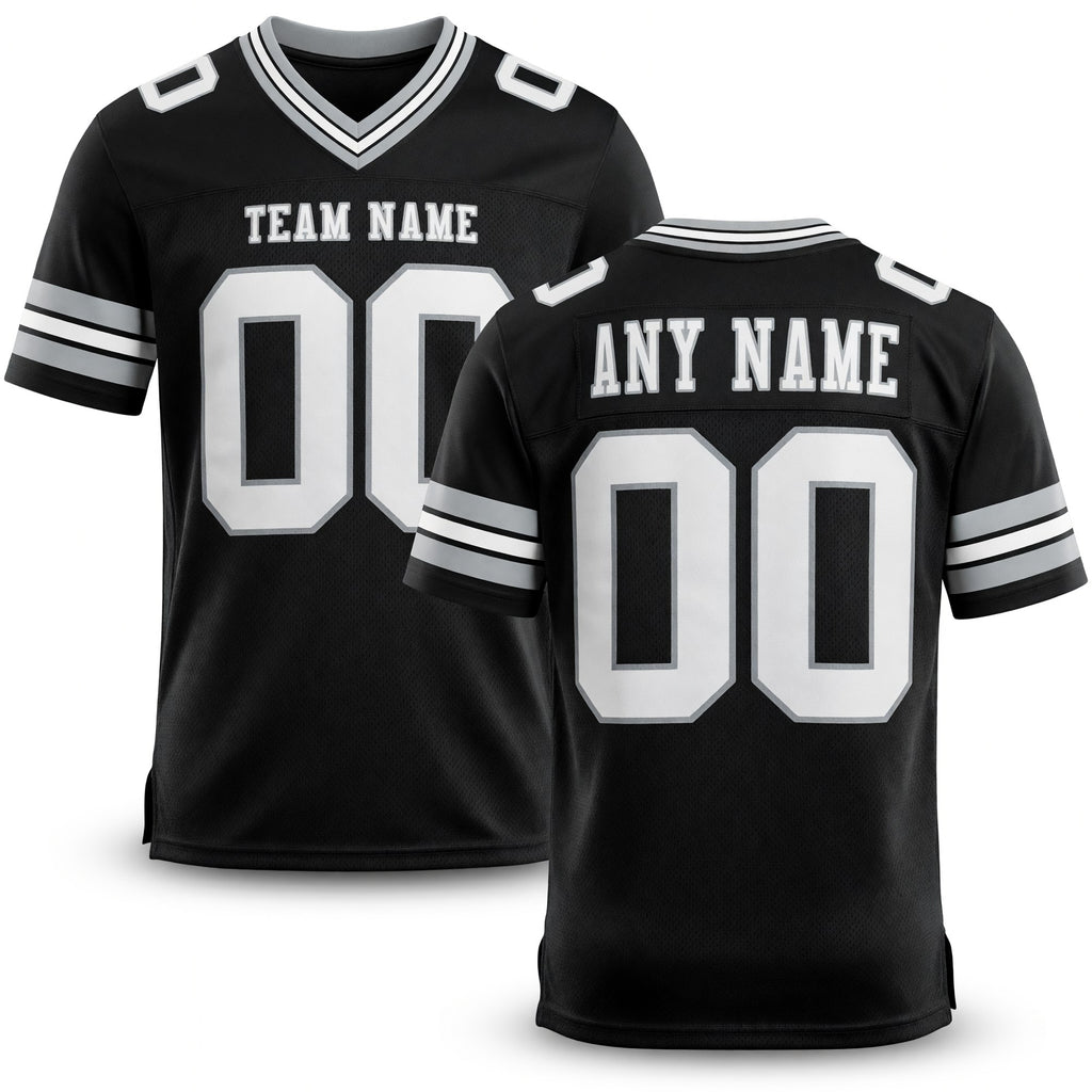 Custom Black White-Gray Authentic Football Jersey