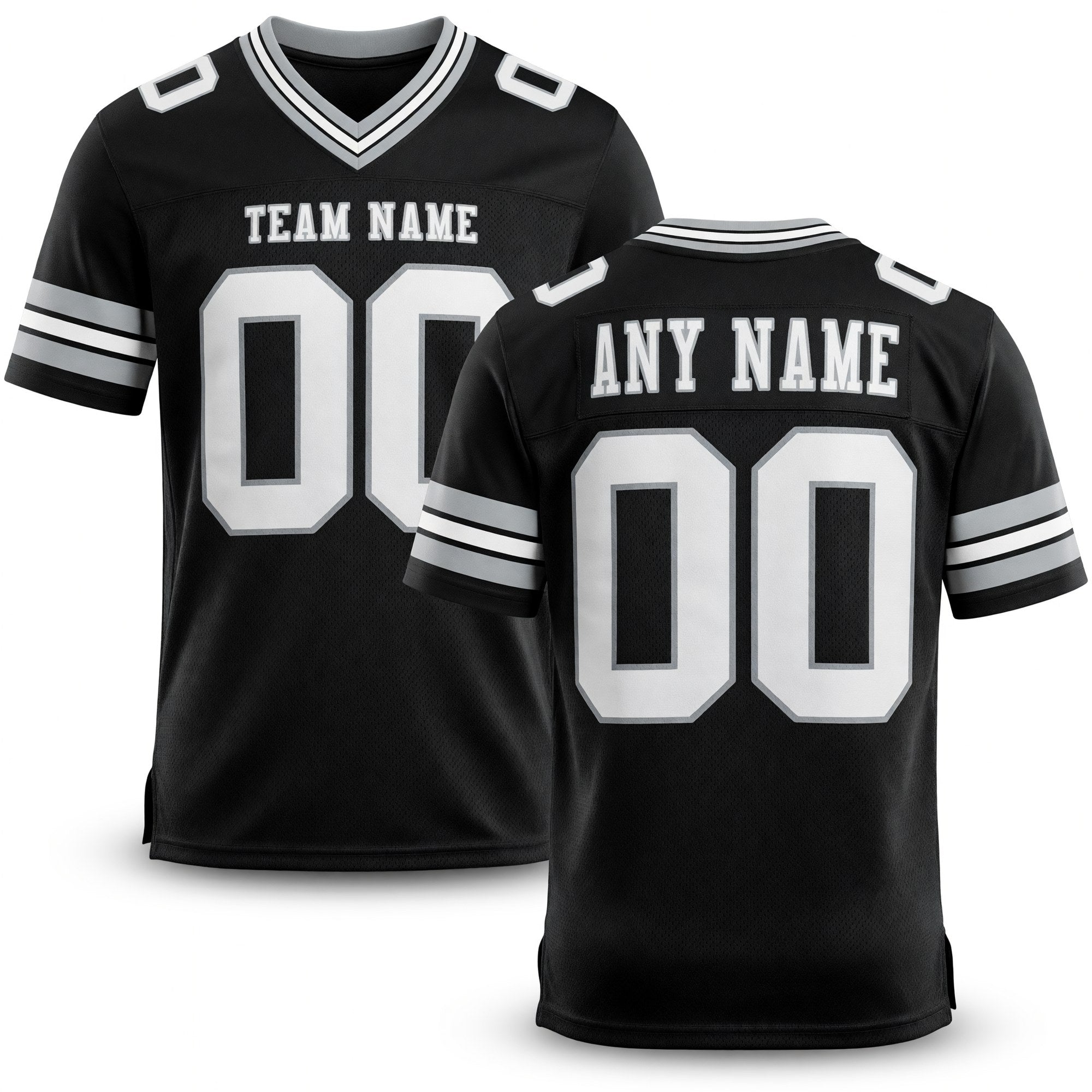Custom Black White-Gray Authentic Football Jersey