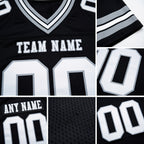 Custom Black White-Gray Authentic Football Jersey detail