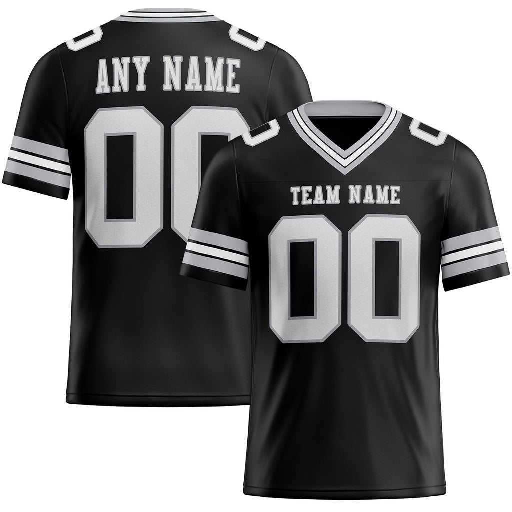 Custom Black White-Gray Authentic Football Jersey photo 1