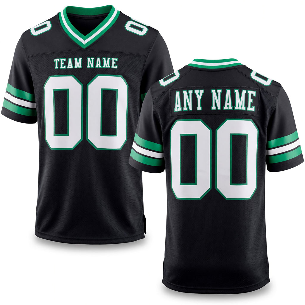 Custom Black White-Kelly Green Authentic Football Jersey