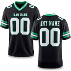 Custom Black White-Kelly Green Authentic Football Jersey