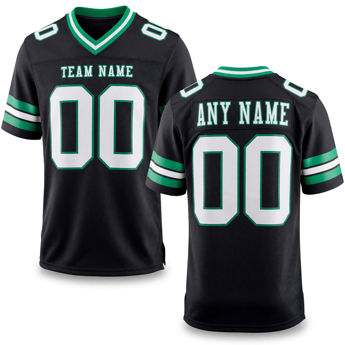 Custom Black White-Kelly Green Authentic Football Jersey