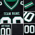 Custom Black White-Kelly Green Authentic Football Jersey detail