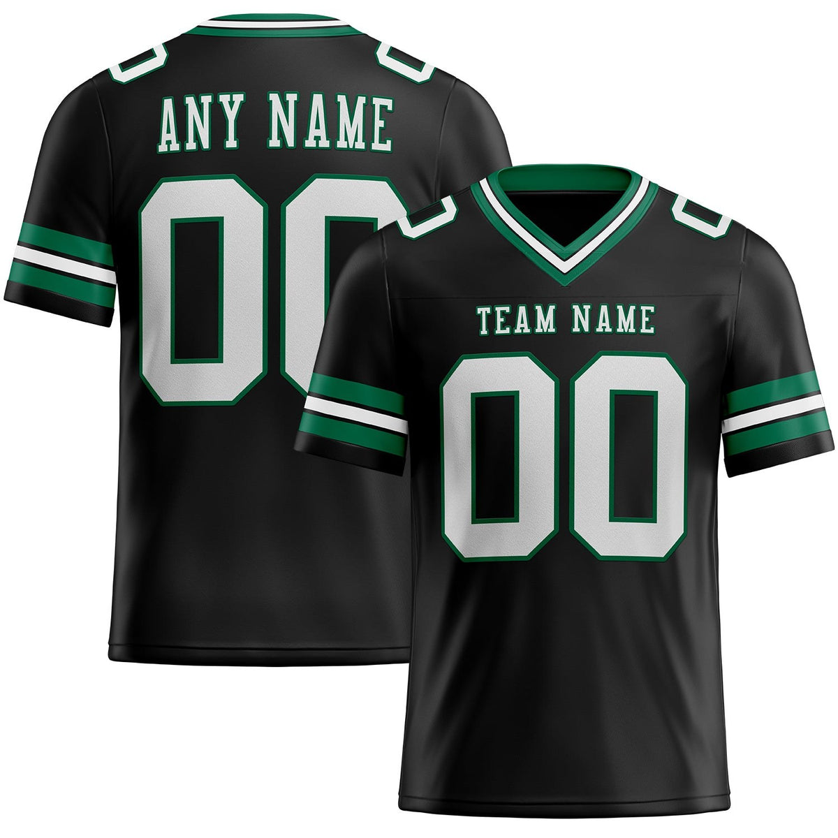 Custom Black White-Kelly Green Authentic Football Jersey photo 1