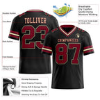 Custom Black Crimson-City Cream Authentic Football Jersey photo 2