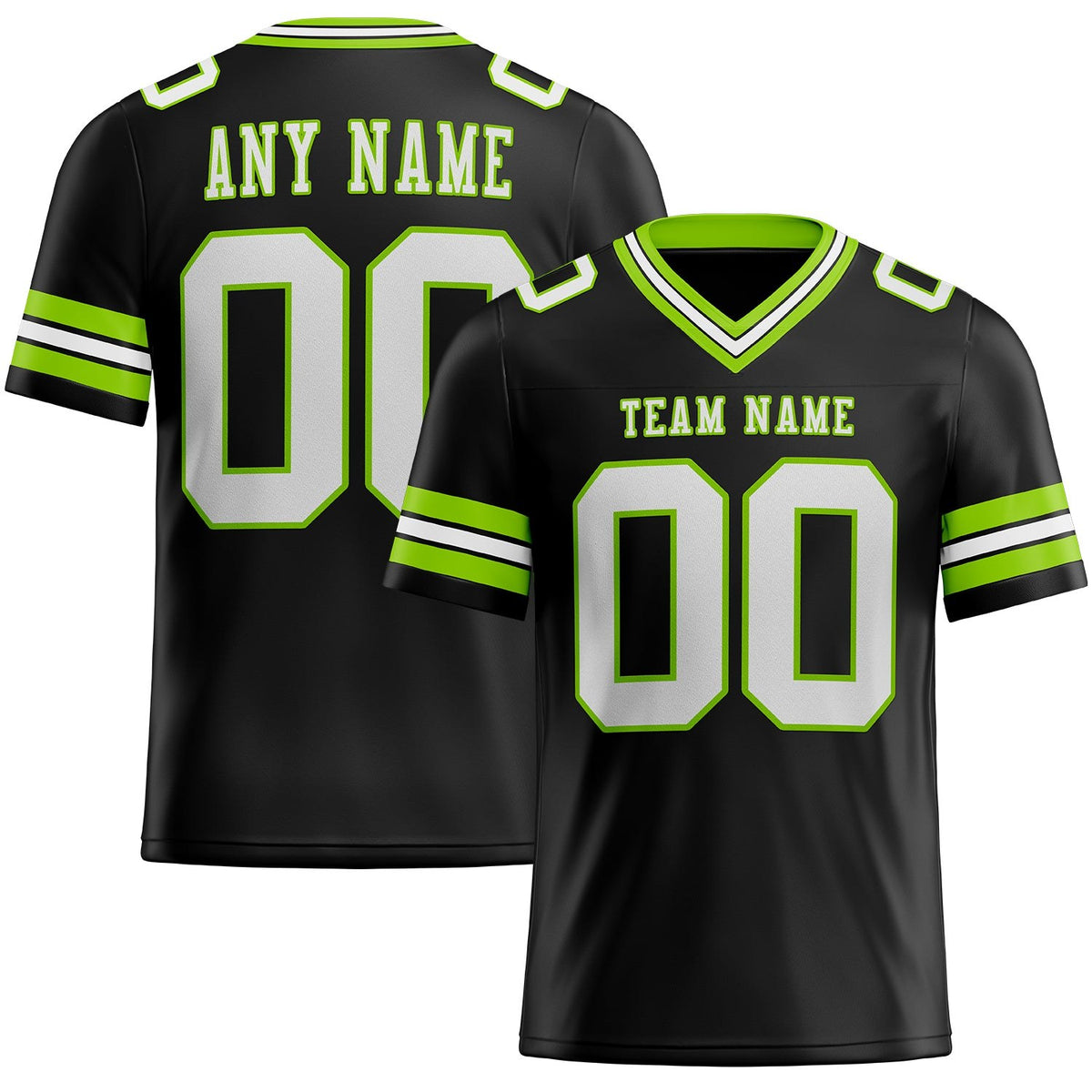 Custom Black White-Neon Green Authentic Football Jersey photo 1