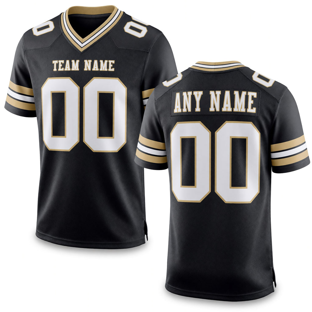 Custom Black White-Vegas Gold Authentic Football Jersey