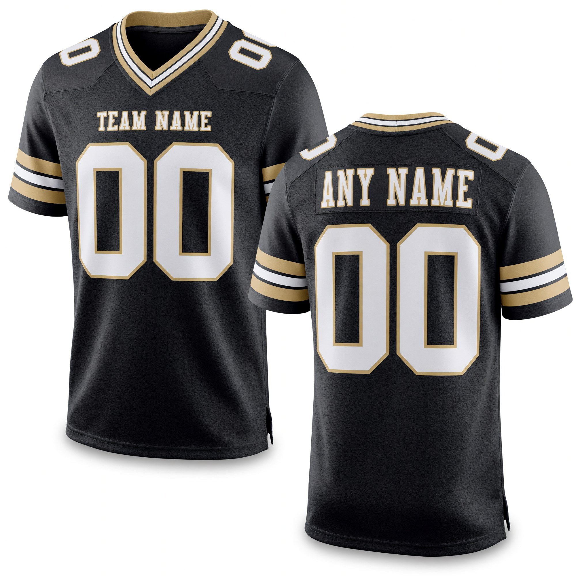 Custom Black White-Vegas Gold Authentic Football Jersey