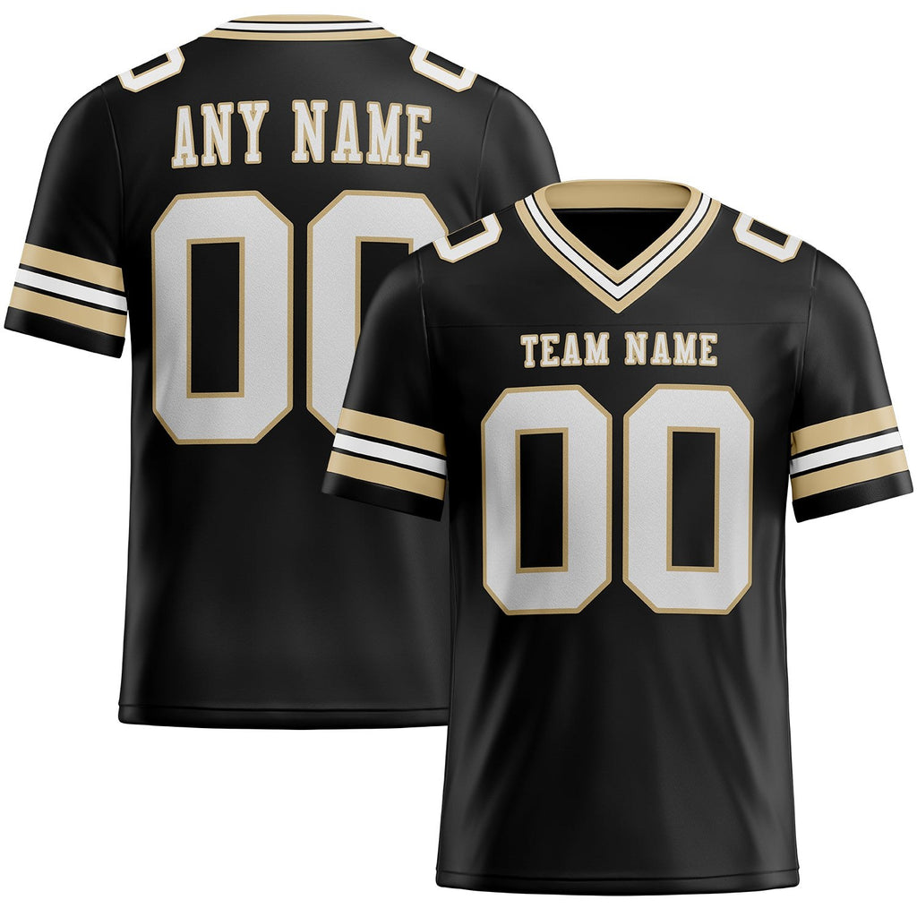Custom Black White-Vegas Gold Authentic Football Jersey photo 1
