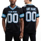 Custom Black White-Sky Blue Authentic Football Jersey worn front and back
