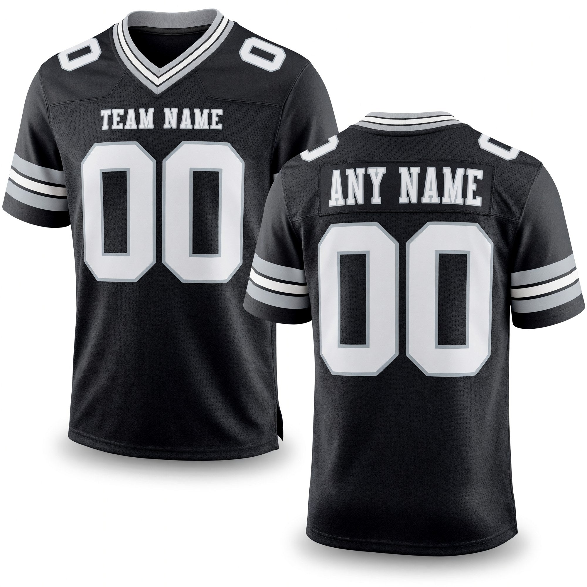 Custom Black White-Silver Authentic Football Jersey