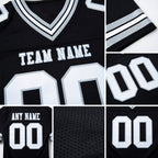 Custom Black White-Silver Authentic Football Jersey detail