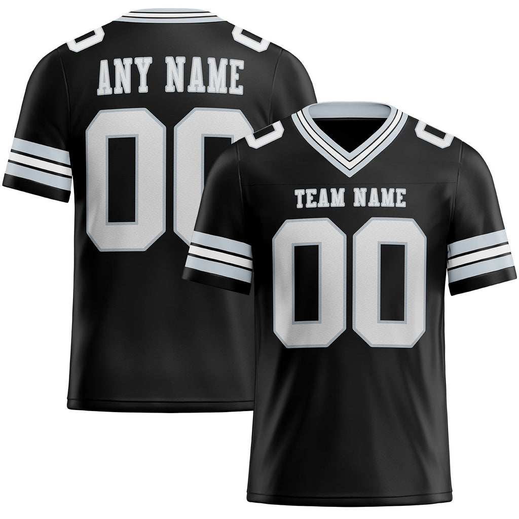 Custom Black White-Silver Authentic Football Jersey photo 1