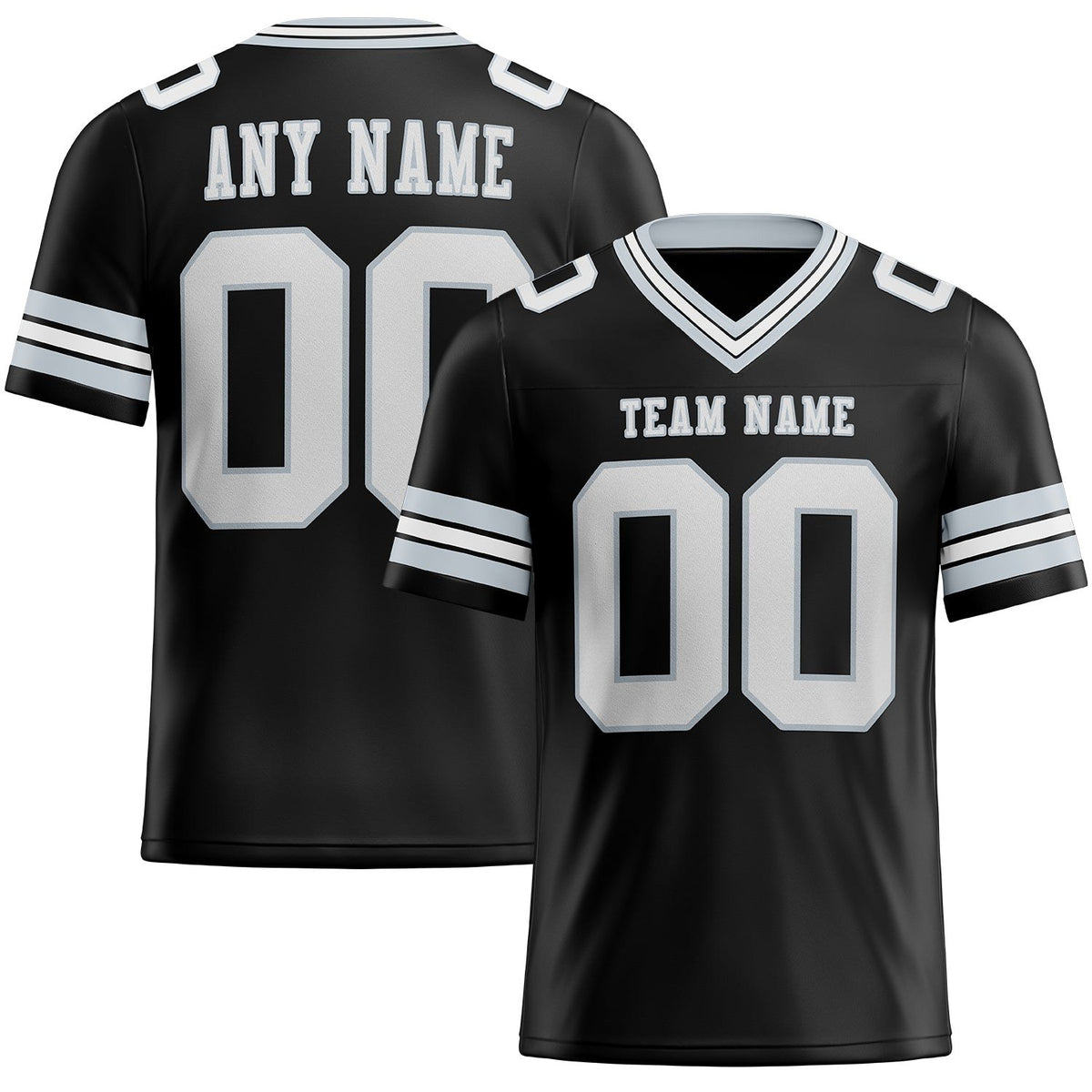 Custom Black White-Silver Authentic Football Jersey photo 1