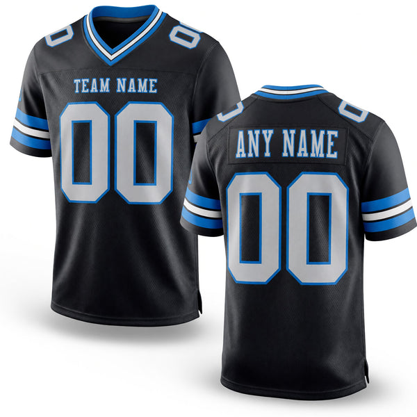 Custom Black White-Powder Blue Authentic Football Jersey