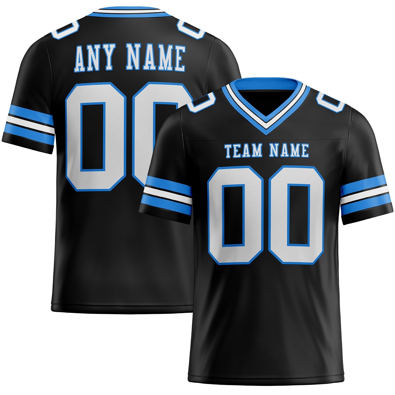 Custom Black White-Powder Blue Authentic Football Jersey photo 1