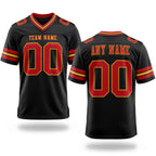 Custom Black Red-Gold Authentic Football Jersey