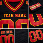 Custom Black Red-Gold Authentic Football Jersey detail