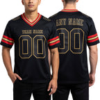 Custom Black Old Gold-Red Authentic Football Jersey worn front and back