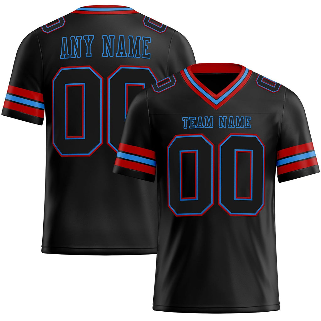 Custom Black Powder Blue-Red Authentic Football Jersey photo 1