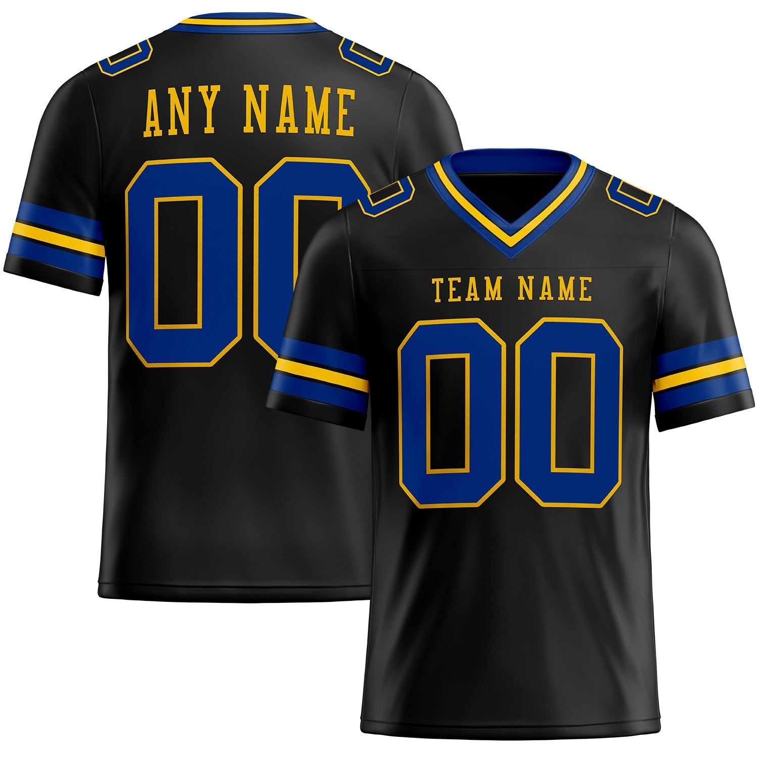 Custom Black Royal-Yellow Authentic Football Jersey photo 1