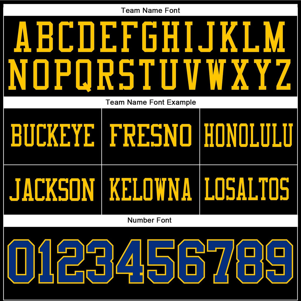 Custom Black Royal-Yellow Authentic Football Jersey photo 3