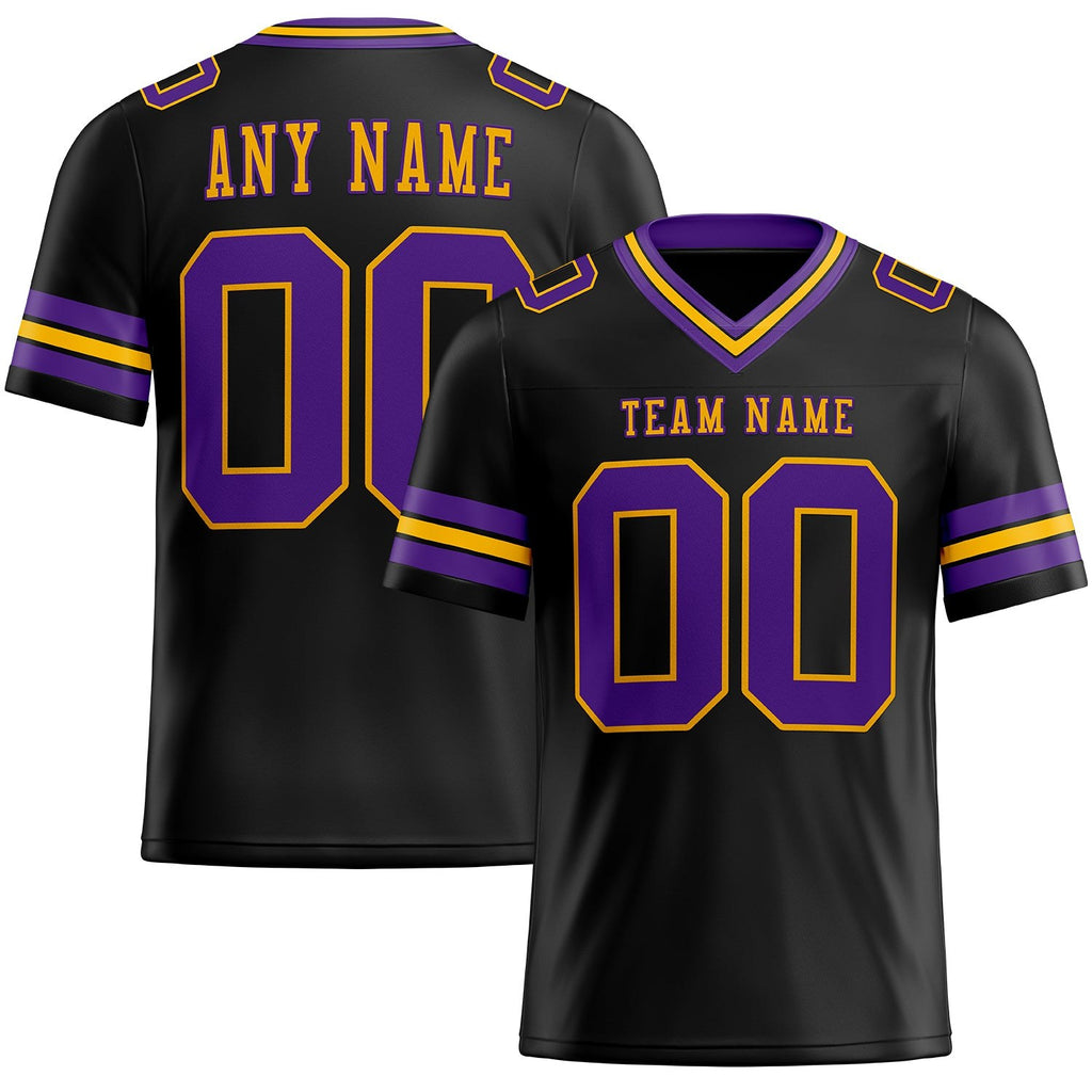 Custom Black Purple-Gold Authentic Football Jersey photo 1