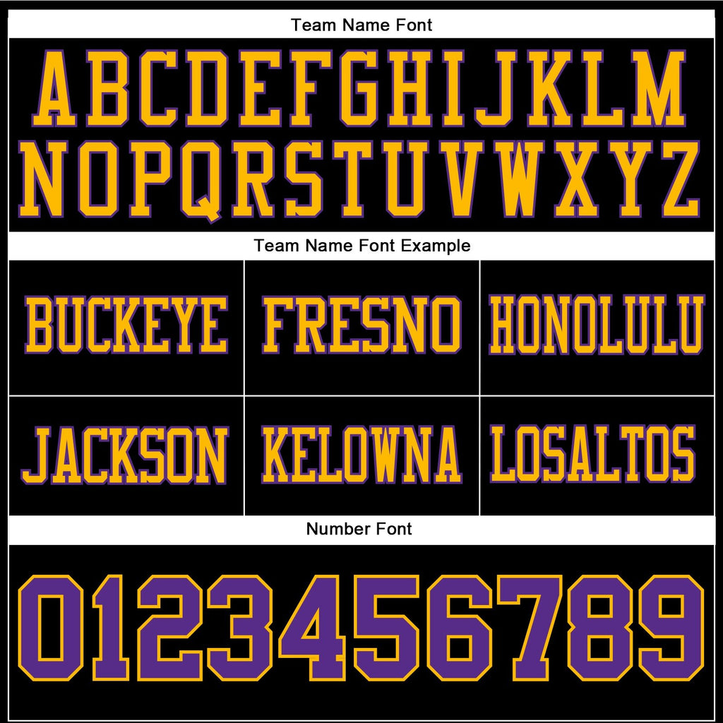 Custom Black Purple-Gold Authentic Football Jersey photo 3