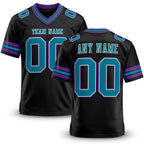 Custom Black Teal-Purple Authentic Football Jersey