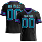 Custom Black Teal-Purple Authentic Football Jersey photo 1