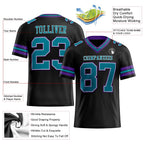 Custom Black Teal-Purple Authentic Football Jersey photo 2