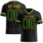 Custom Black Green-Gold Authentic Football Jersey photo 1