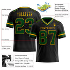 Custom Black Green-Gold Authentic Football Jersey photo 2