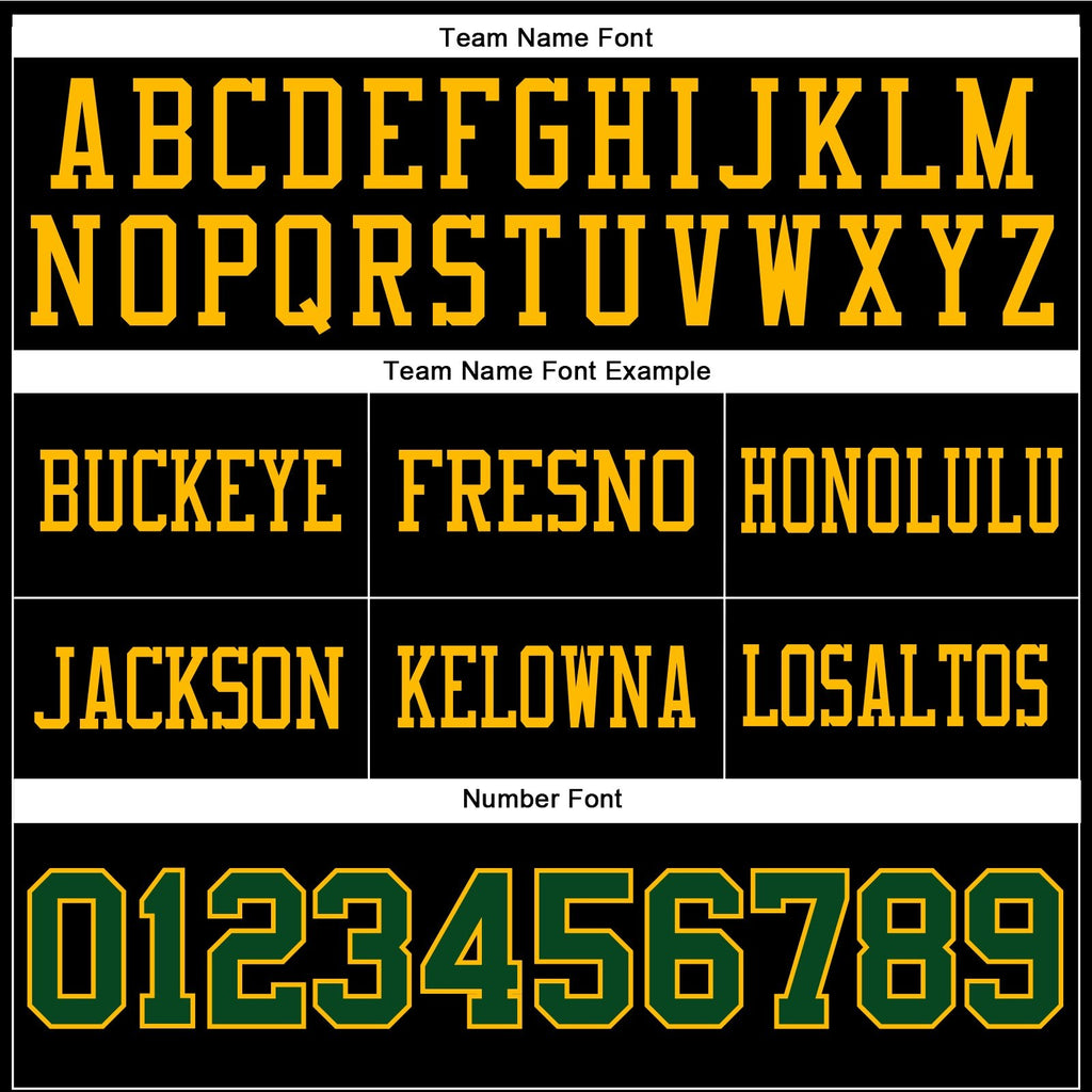 Custom Black Green-Gold Authentic Football Jersey photo 3