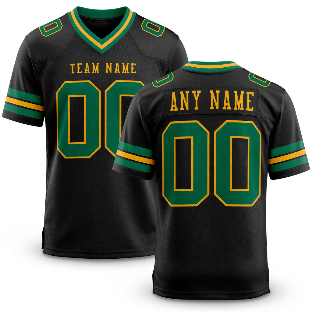 Custom Black Kelly Green-Gold Authentic Football Jersey