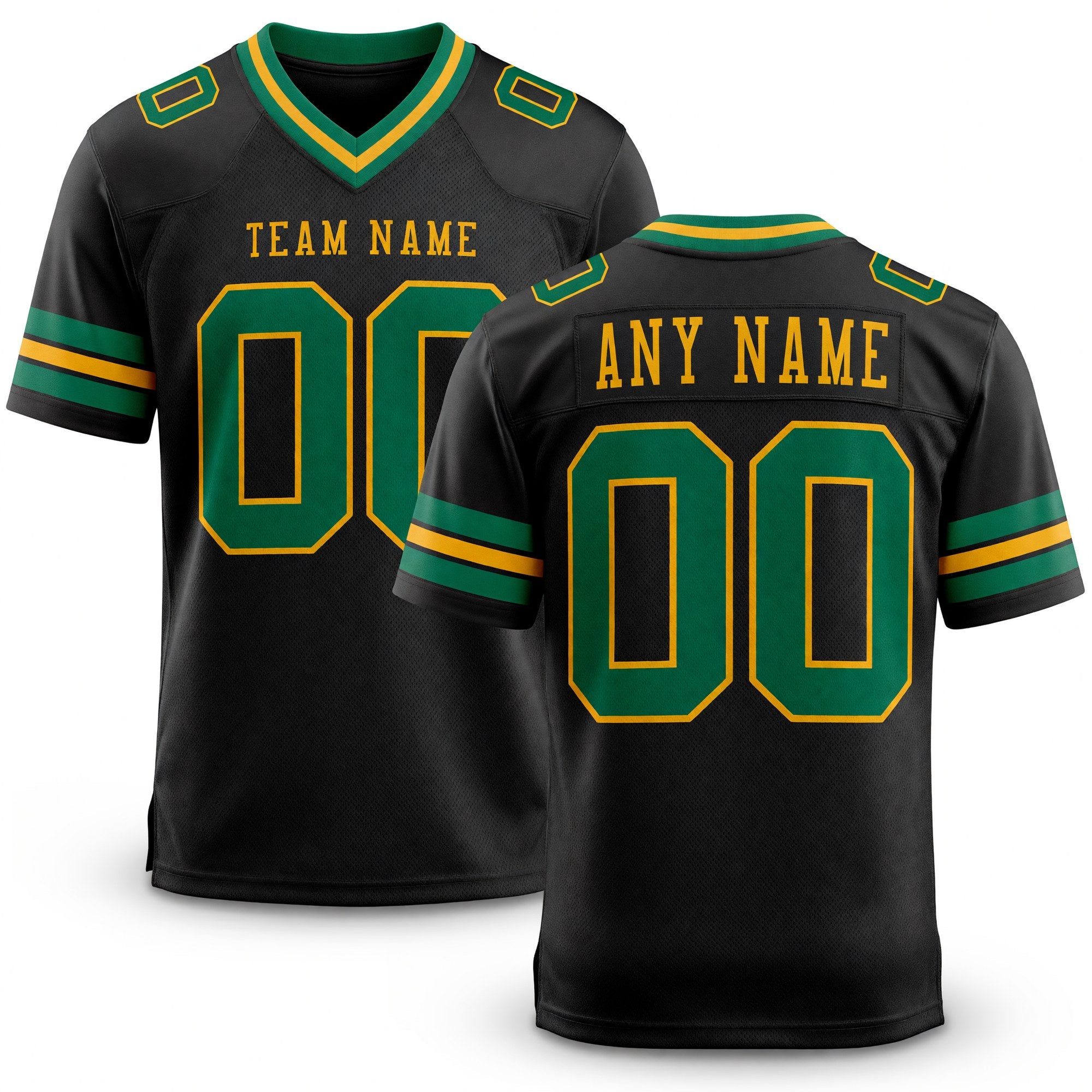 Custom Black Kelly Green-Gold Authentic Football Jersey