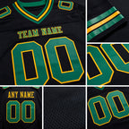 Custom Black Kelly Green-Gold Authentic Football Jersey detail